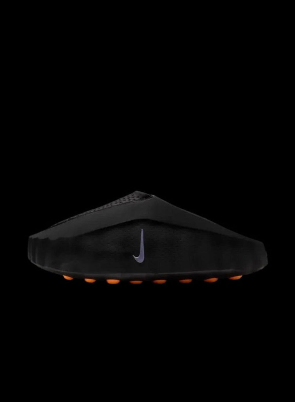 Black sandal with a Nike logo on a white background