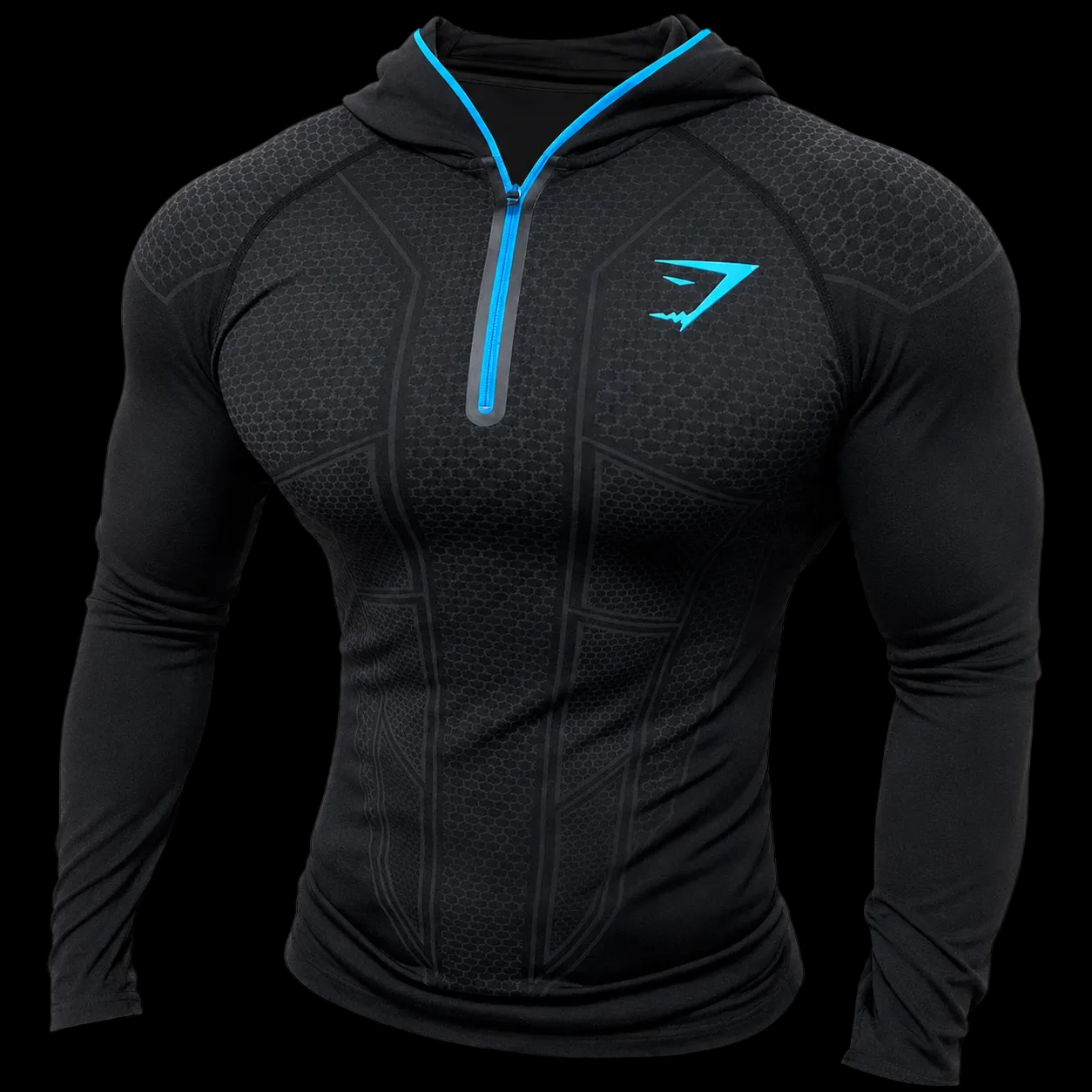 Gymshark Apex Seamless 1/4 Zip Black and blue